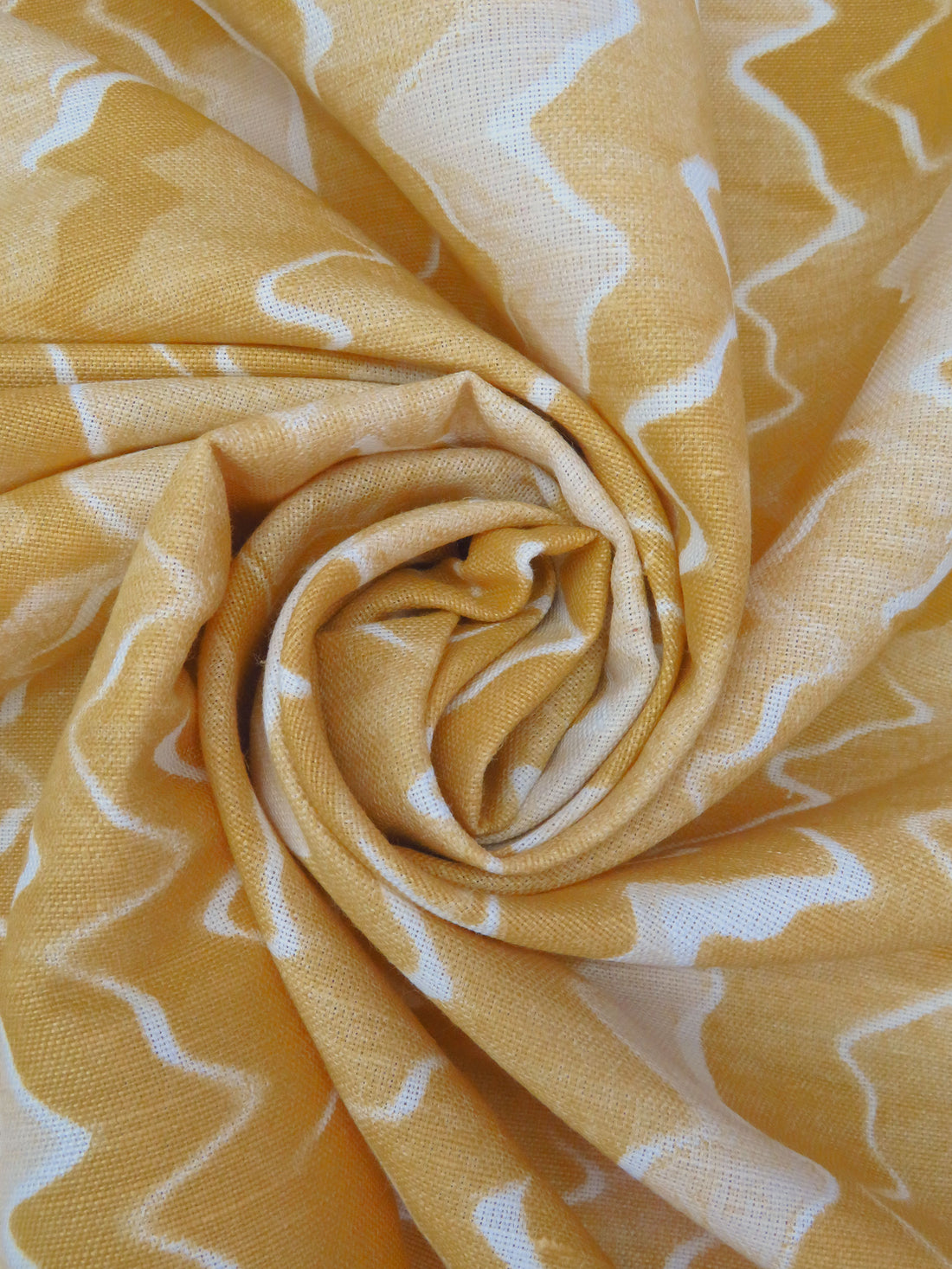 Golden Spice/Sand/White 100% Linen Abstract Zigzag Print Canvas 54W