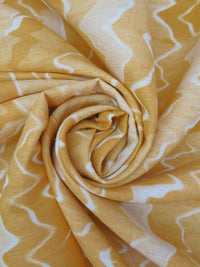 Golden Spice/Sand/White 100% Linen Abstract Zigzag Print Canvas 54W