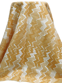 Golden Spice/Sand/White 100% Linen Abstract Zigzag Print Canvas 54W
