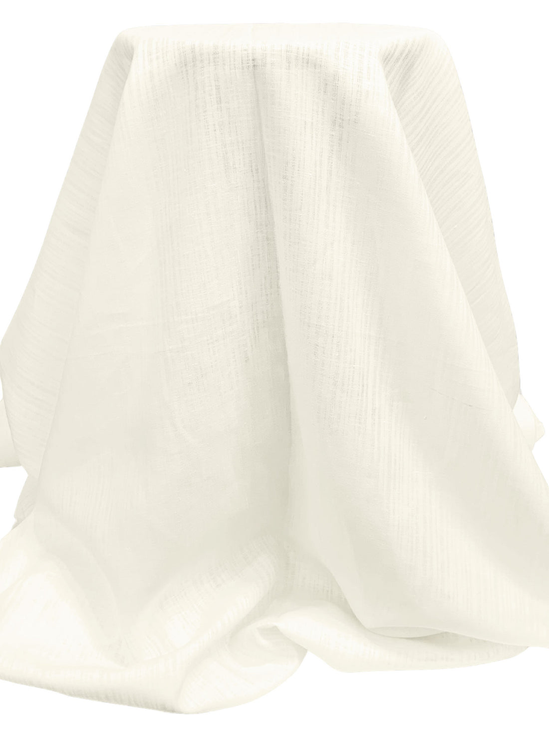 Ivory 100% Linen Vertical Leno Weave Stripe Midweight Woven 58W