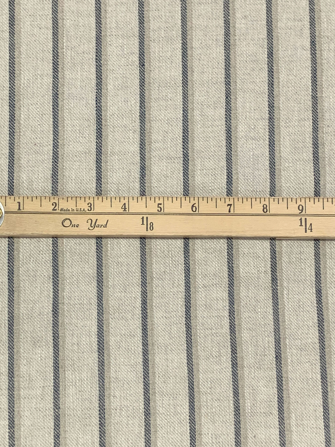 Off-White/Oat/Dark Slate 100% Linen Vertical Stripe Midweight Woven 58W