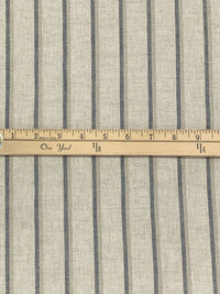 Off-White/Oat/Dark Slate 100% Linen Vertical Stripe Midweight Woven 58W