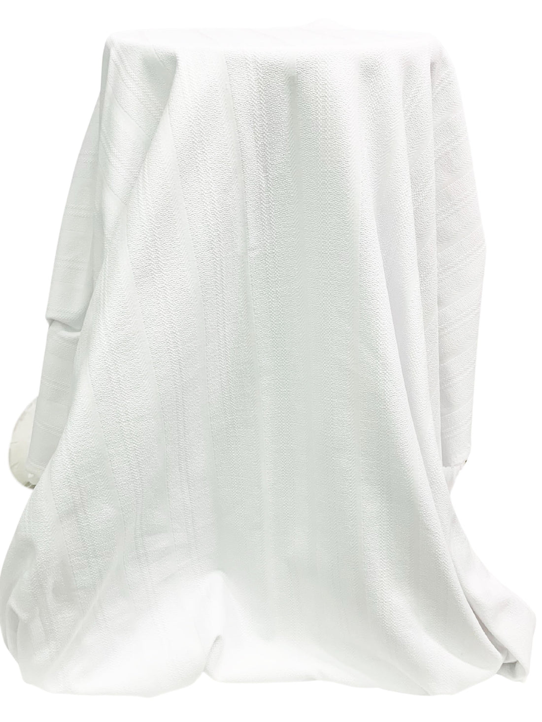 Pure White/Warm White Polyester/Lycra Vertical Stripe Jacquard Double Knit - NY Designer - 44W