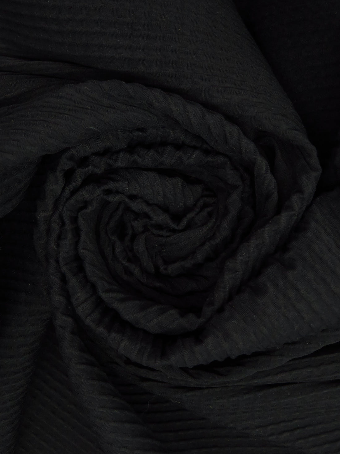 Black Polyester/Lycra Puckered Horizontal Stripe Weave Double Knit - NY Designer - 54W