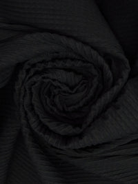 Black Polyester/Lycra Puckered Horizontal Stripe Weave Double Knit - NY Designer - 54W