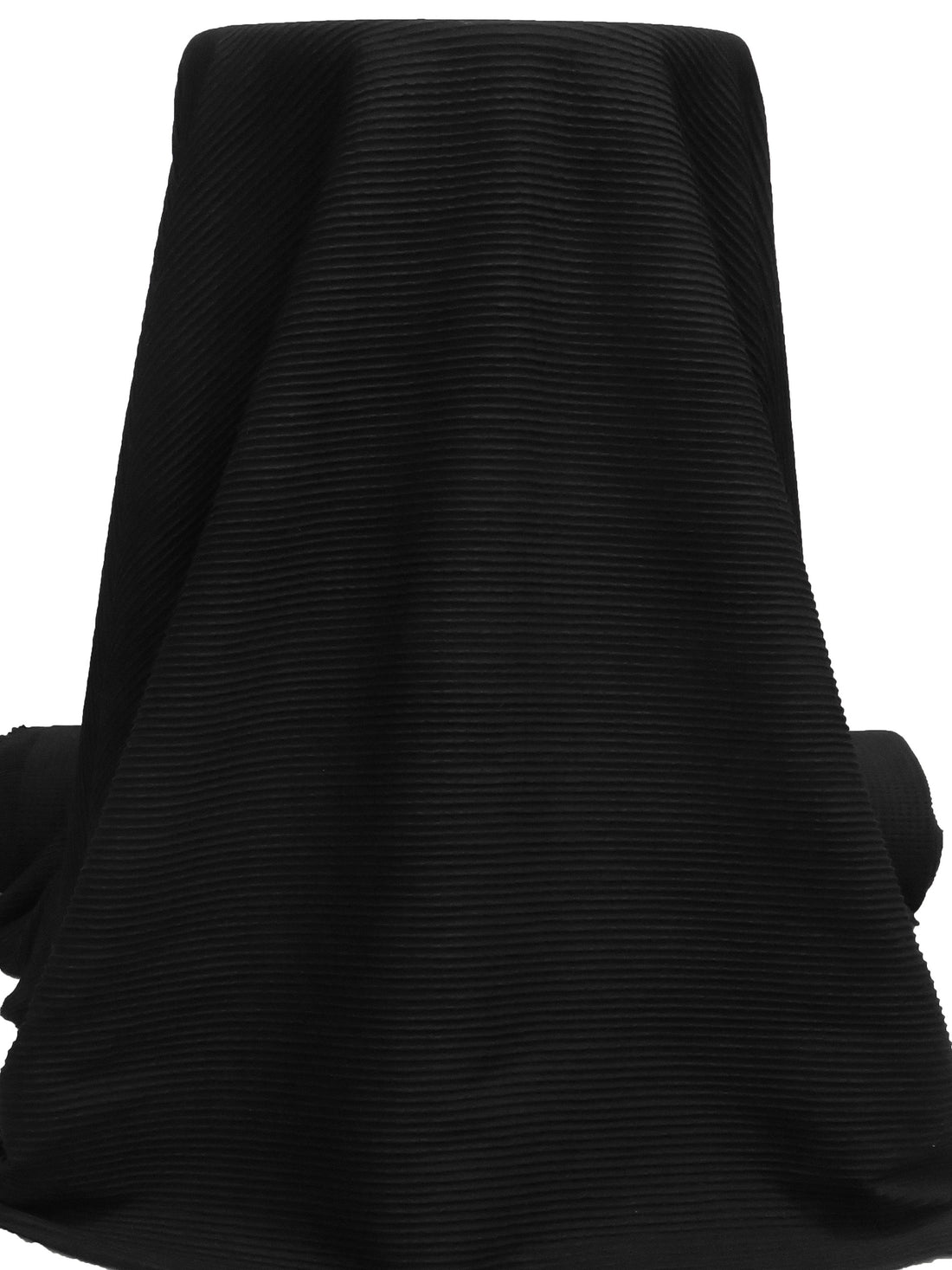 Black Polyester/Lycra Puckered Horizontal Stripe Weave Double Knit - NY Designer - 54W