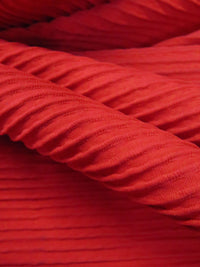 Fire Engine Red Polyester/Lycra Puckered Horizontal Stripe Weave Double Knit - NY Designer - 50W