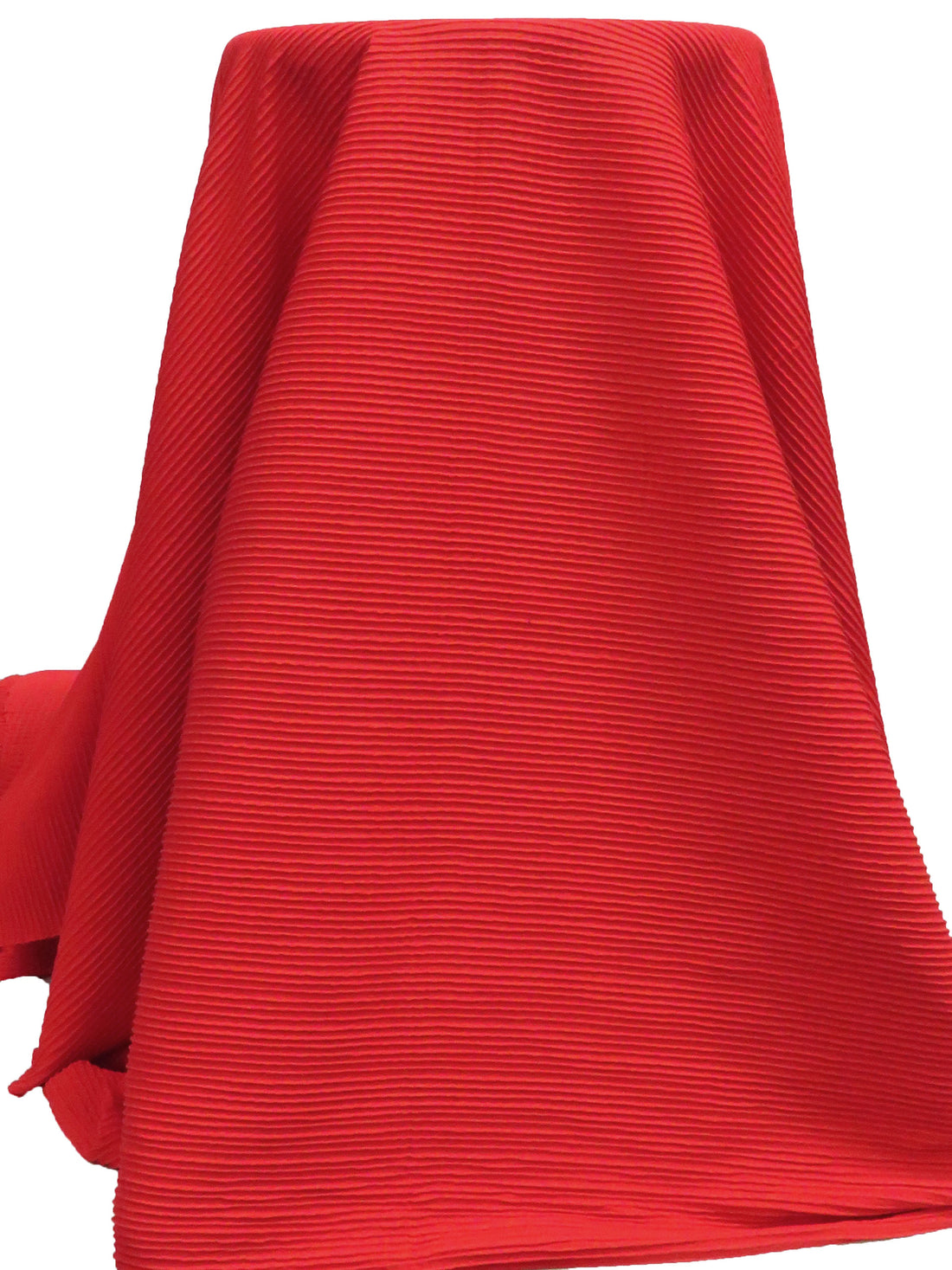 Fire Engine Red Polyester/Lycra Puckered Horizontal Stripe Weave Double Knit - NY Designer - 50W