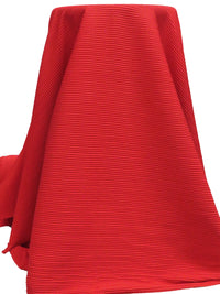 Fire Engine Red Polyester/Lycra Puckered Horizontal Stripe Weave Double Knit - NY Designer - 50W