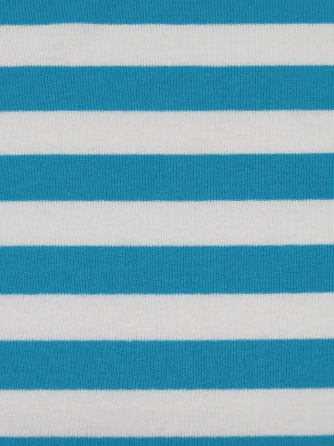 Bondi Blue/White Cotton/Lycra Horizontal Stripe Weave Interlock Knit 64W