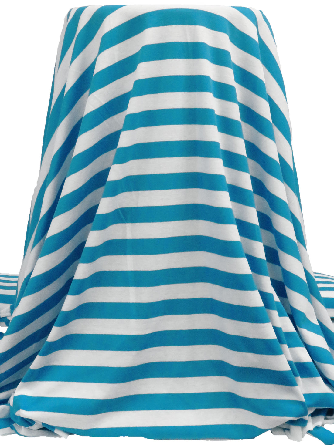 Bondi Blue/White Cotton/Lycra Horizontal Stripe Weave Interlock Knit 64W