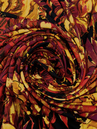 Goldenrod/Rust/Black/Multi Polyester/Lycra Double Border Floral Print DTY Knit 56W