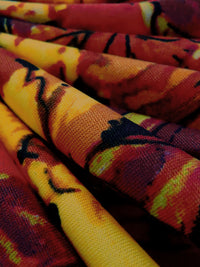 Goldenrod/Rust/Black/Multi Polyester/Lycra Double Border Floral Print DTY Knit 56W