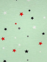 Celadon/Scarlet/Black/Multi Rayon/Lycra Stars Print Jersey Knit 60W