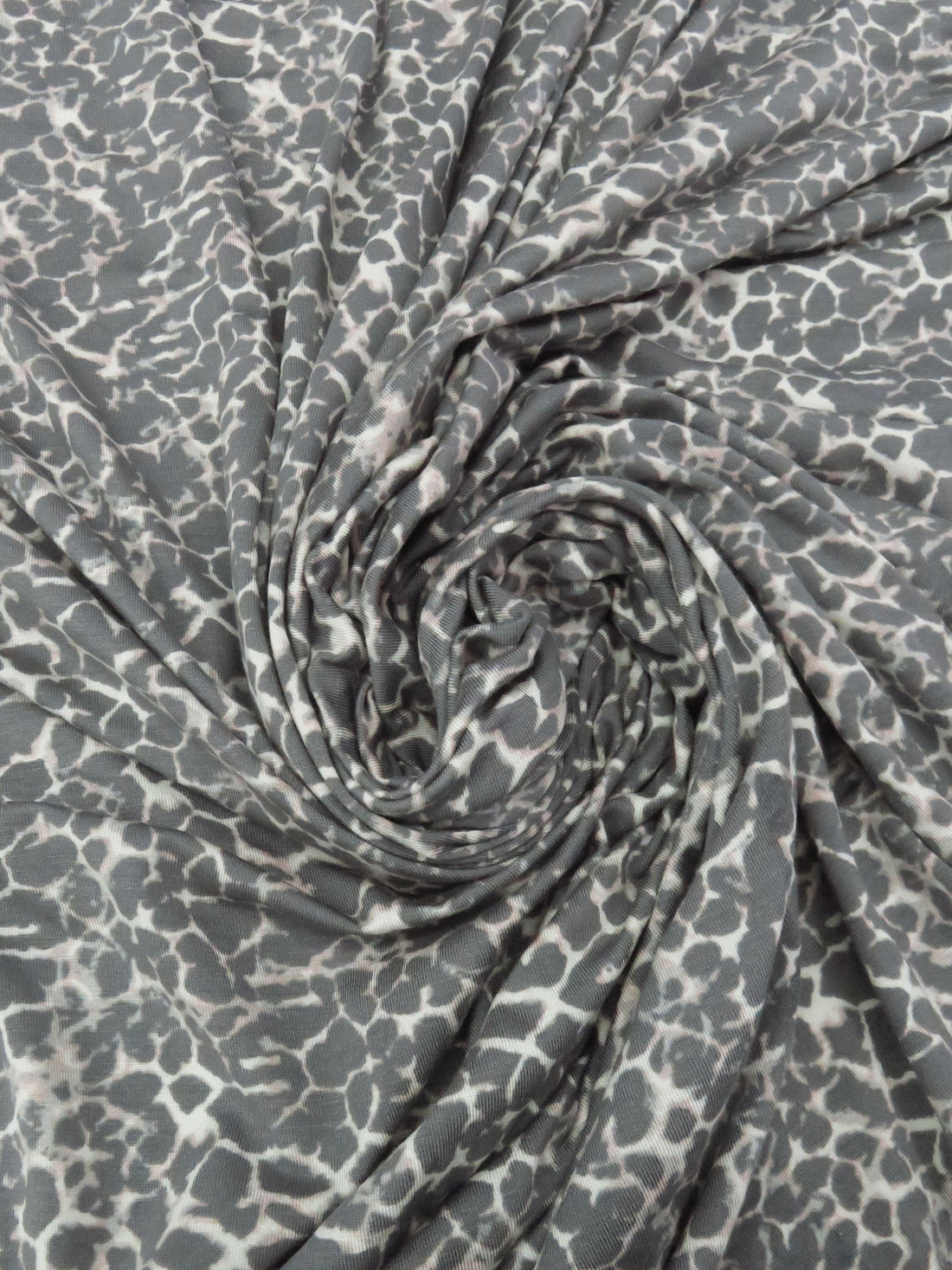 Lava Gray/Pale Dusty Beige/Muted Ballet Pink Rayon/Lycra Abstract Animal Print Jersey Knit 60W