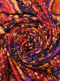 Tangerine/Royal Purple/Maroon/Multi Polyester/Lycra Double Border Vertical Ornate Chevron Print DTY Knit 58W