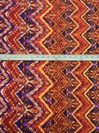 Tangerine/Royal Purple/Maroon/Multi Polyester/Lycra Double Border Vertical Ornate Chevron Print DTY Knit 58W