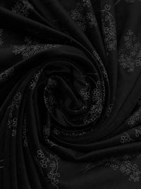 Black/Gray Polyester/Lycra Floral Stretch Velvet Knit 58W