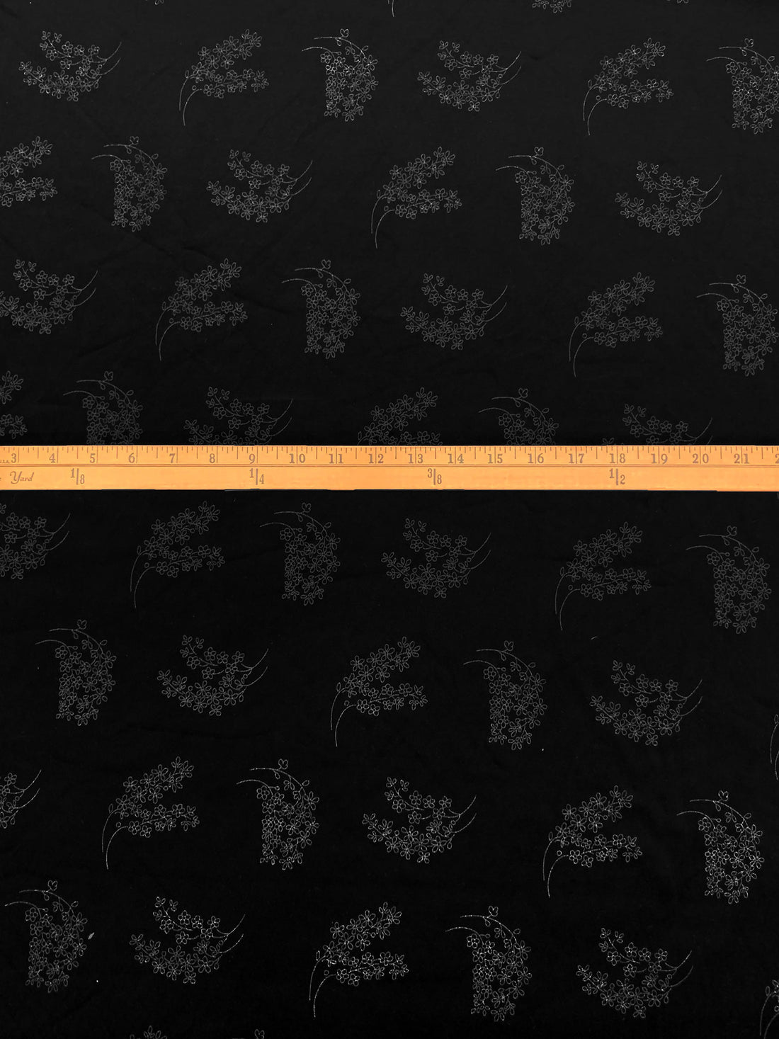 Black/Gray Polyester/Lycra Floral Stretch Velvet Knit 58W