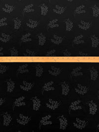 Black/Gray Polyester/Lycra Floral Stretch Velvet Knit 58W