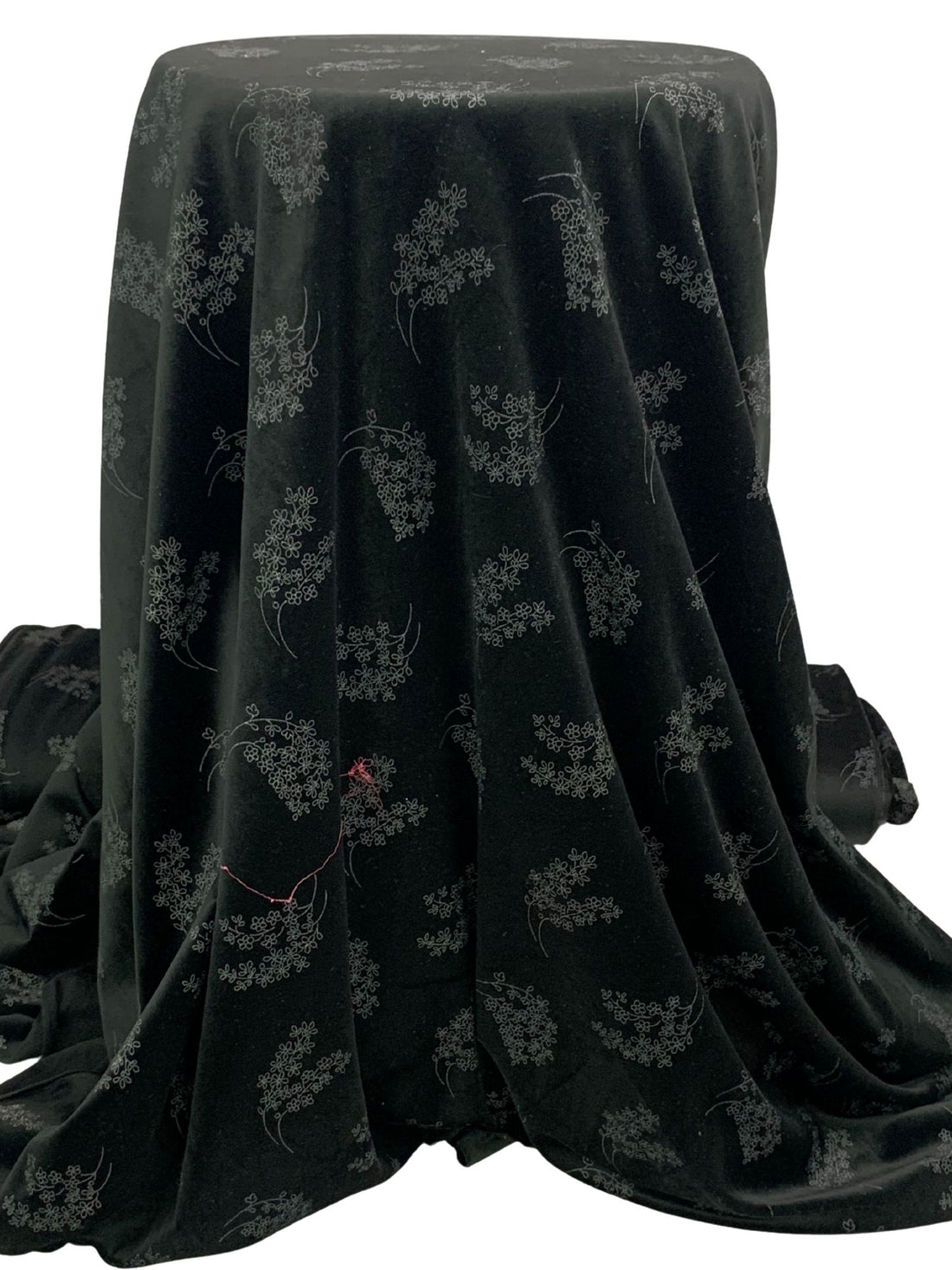 Black/Gray Polyester/Lycra Floral Stretch Velvet Knit 58W