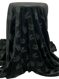Black/Gray Polyester/Lycra Floral Stretch Velvet Knit 58W
