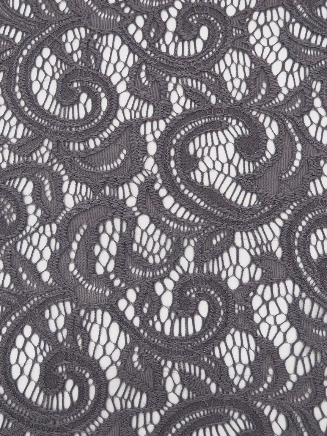 Dusty Cool Gray 100% Polyester Leaf Swirl Weave Lace 54W