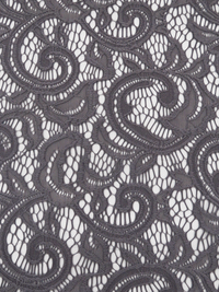 Dusty Cool Gray 100% Polyester Leaf Swirl Weave Lace 54W