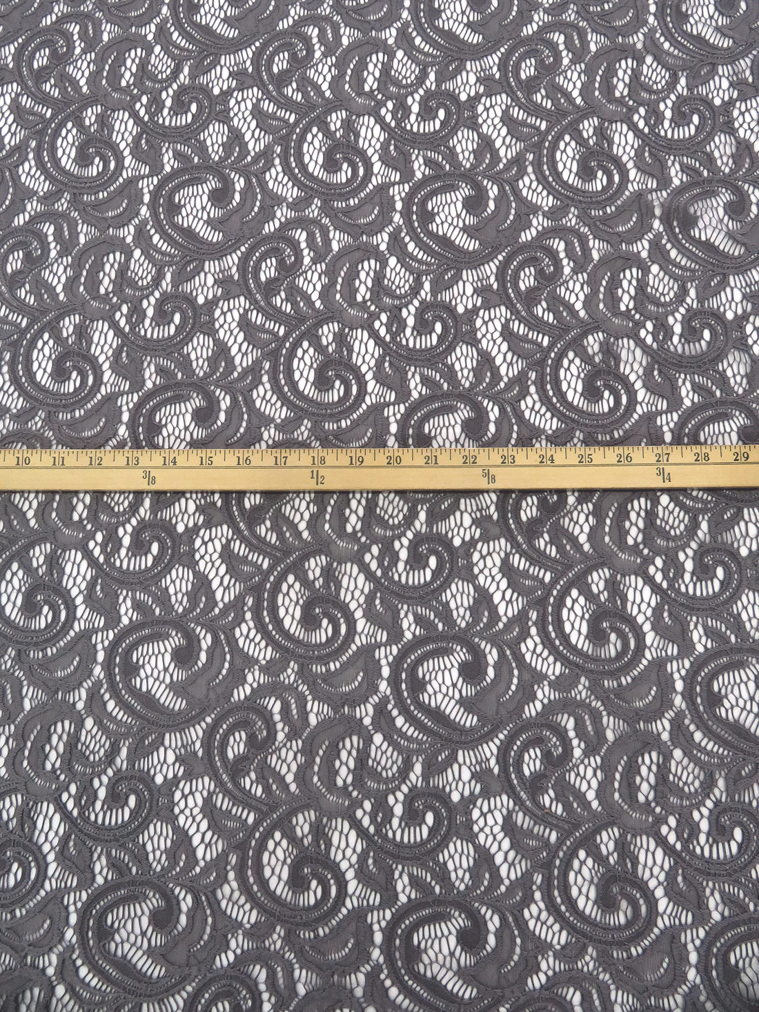 Dusty Cool Gray 100% Polyester Leaf Swirl Weave Lace 54W