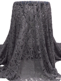 Dusty Cool Gray 100% Polyester Leaf Swirl Weave Lace 54W
