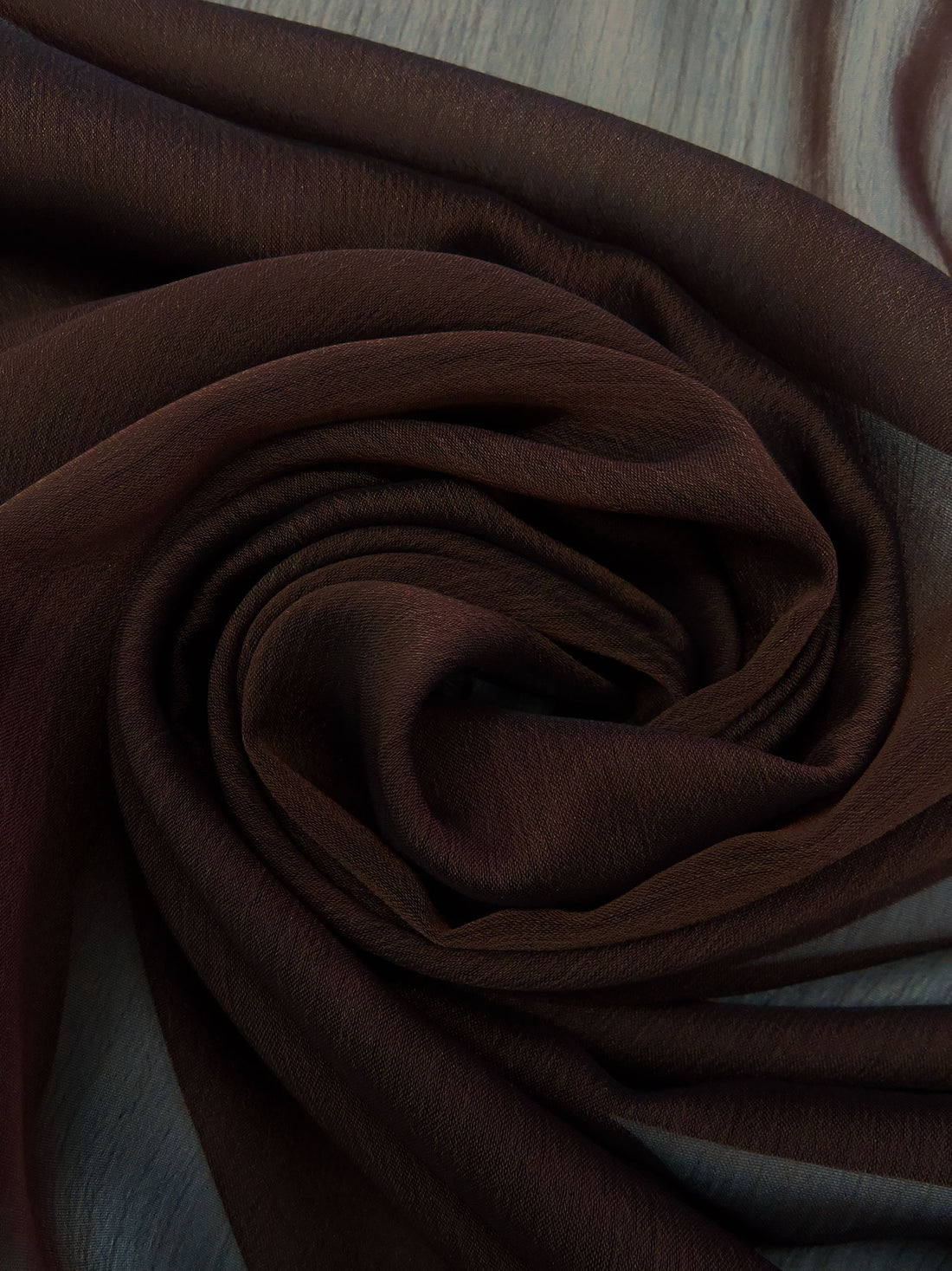 Dark Chocolate 100% Polyester Iridescent Crinkle Chiffon 58W