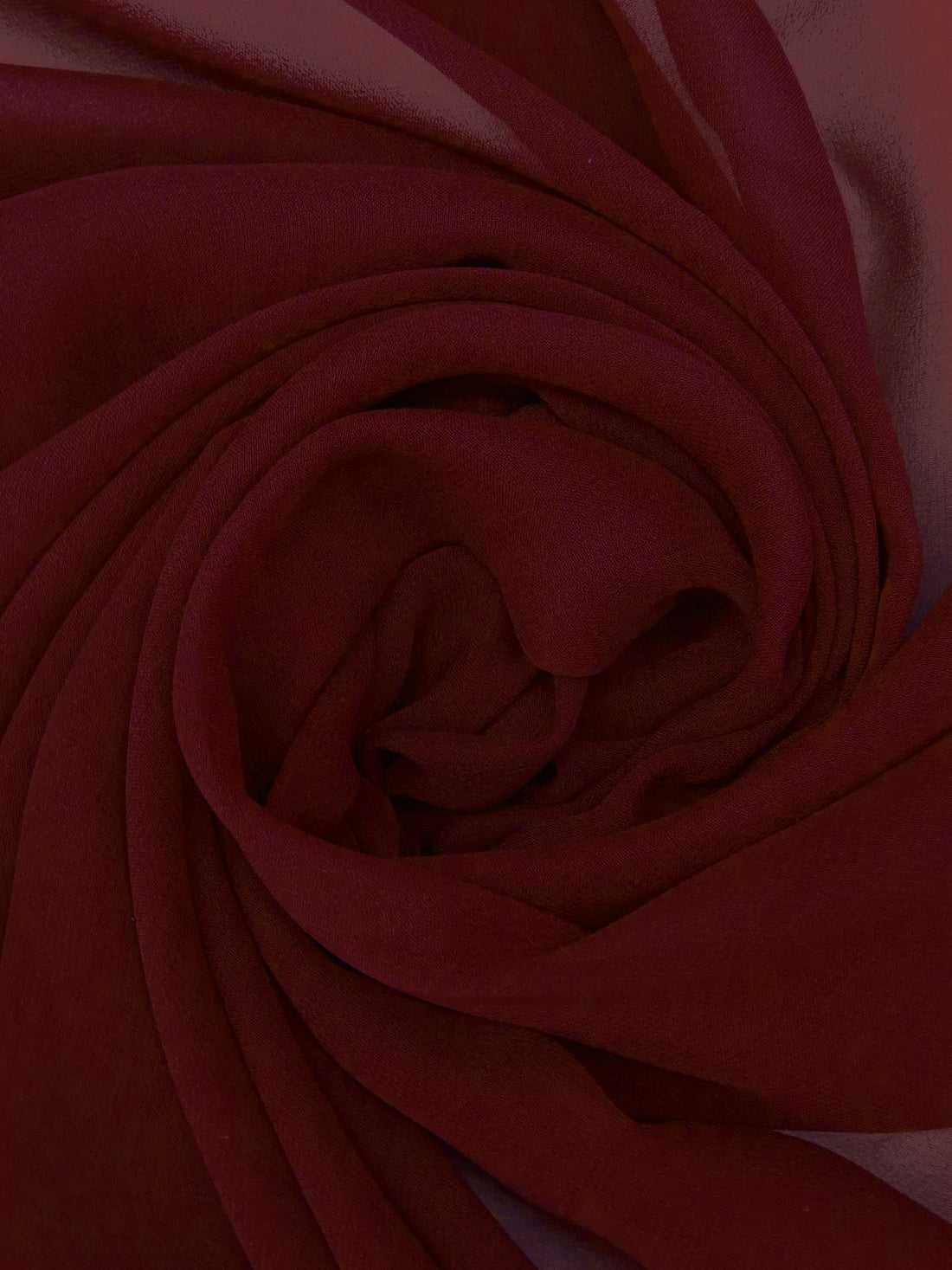 Dark Maroon 100% Silk Chiffon - NY Designer - 45W