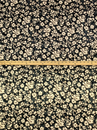 Black/Off-White/Dark Gray Polyester/Lycra Floral Print Stretch Charmeuse 56W