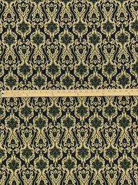 Dark Olive Green/Tan/Black Polyester/Lycra Damask Print DTY Knit 58W