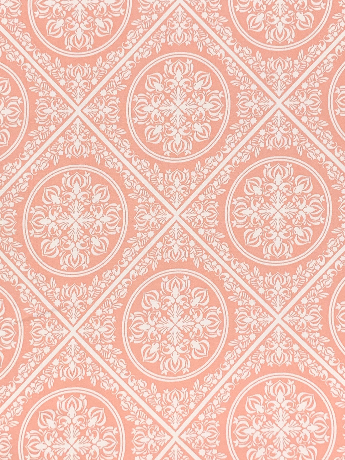 Apricot/White Polyester/Lycra Ornate Medallion Lattice Print DTY Knit 58W
