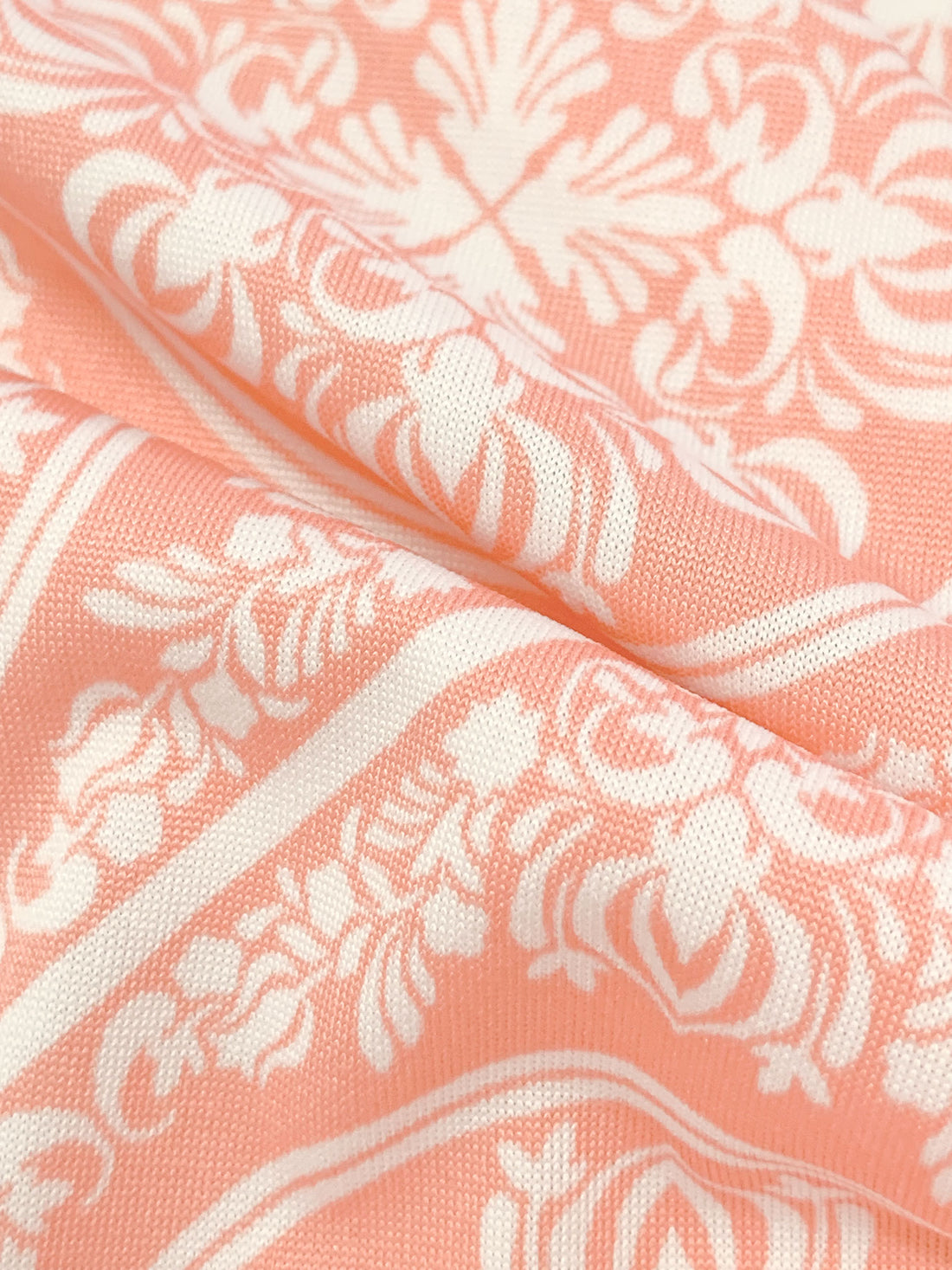 Apricot/White Polyester/Lycra Ornate Medallion Lattice Print DTY Knit 58W