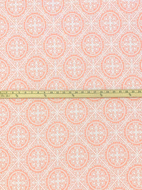 Apricot/White Polyester/Lycra Ornate Medallion Lattice Print DTY Knit 58W