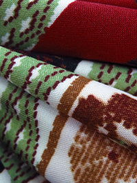 Almond/Burgundy/Bud Green/Multi Polyester/Lycra Double Border Ornate Framework Print DTY Knit 58W