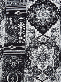 Black/White/Mid Gray Polyester/Lycra Bohemian Patchwork Print DTY Knit 60W