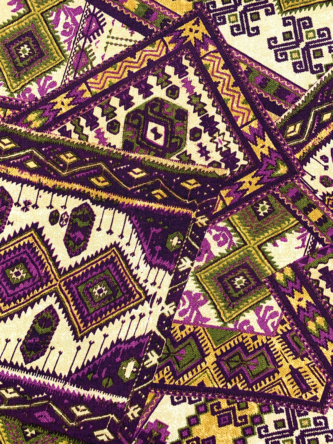 Maize/Deep Purple/Multi Polyester/Lycra Southwest Patchwork Print DTY Knit 60W