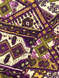 Maize/Deep Purple/Multi Polyester/Lycra Southwest Patchwork Print DTY Knit 60W
