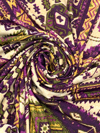 Maize/Deep Purple/Multi Polyester/Lycra Southwest Patchwork Print DTY Knit 60W
