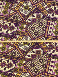 Maize/Deep Purple/Multi Polyester/Lycra Southwest Patchwork Print DTY Knit 60W