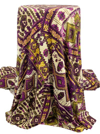 Maize/Deep Purple/Multi Polyester/Lycra Southwest Patchwork Print DTY Knit 60W