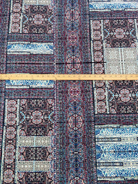 Cerulean Frost/Dark Burgundy/Black/Multi Polyester/Lycra Double Border Mirrored Ornate Tile Work Print DTY Knit 58W