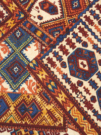 Wheat/Burnt Orange/Medium Persian Blue/Multi Polyester/Lycra Southwest Patchwork Print DTY Knit 58W