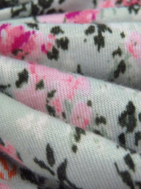 Pale Mint/Fuchsia/Pumpkin/Multi Rayon/Lycra Abstract Floral Print Jersey Knit 64W