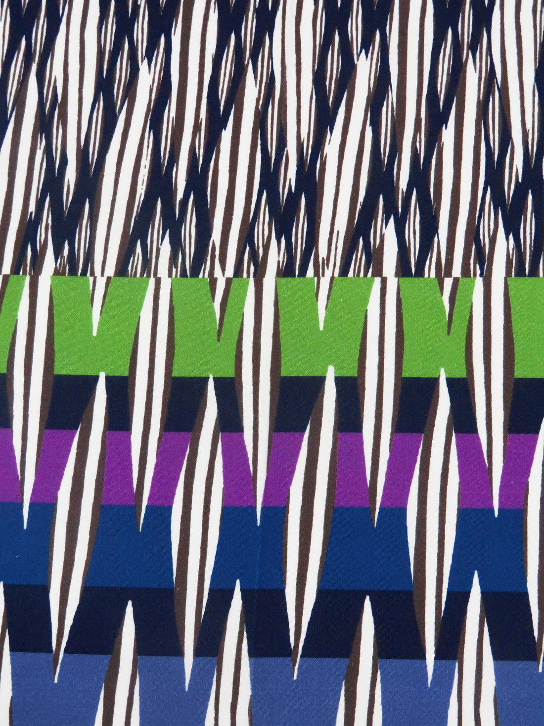 Midnight Navy/Jacko Bean/White/Multi Cotton/Lycra Abstract Over Horizontal Stripe Print Stretch Sateen - NY Designer - 52W