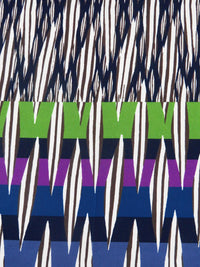 Midnight Navy/Jacko Bean/White/Multi Cotton/Lycra Abstract Over Horizontal Stripe Print Stretch Sateen - NY Designer - 52W