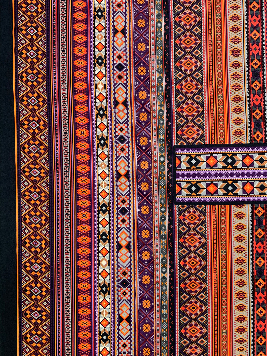 Atomic Tangerine/Byzantium Purple/Multi Polyester/Lycra Vertical Stylized Multi-Stripe Print DTY Knit 58W